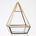 Terrarium en verre géométrique succulent pour mariage en or
